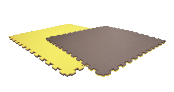 Tatami puzzlowe EVA 4 cm – szaro-żółte, 100 × 100 cm - NA ZAMÓWIENIE