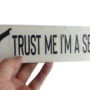 Naklejka Trust Me I'm A Sensei z sylwetką kobiety