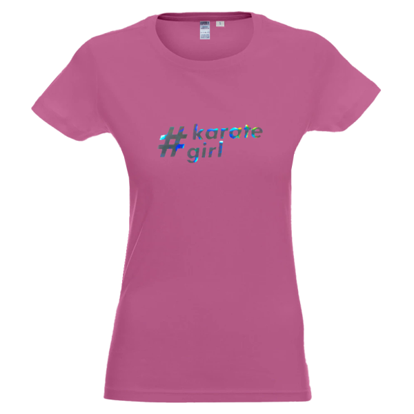 72yzneobur-rozowa.png Koszulka damska #karate girl – holograficzny nadruk