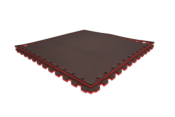 Tatami puzzlowe EVA 4 cm – czarno-czerwone, 100 × 100 cm - NA ZAMÓWIENIE