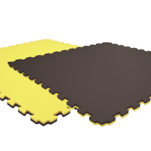 Tatami puzzlowe EVA 2 cm – czarno-żółte, 100 × 100 cm