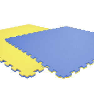 Tatami puzzlowe EVA 2 cm – niebiesko-żółte, 100 × 100 cm