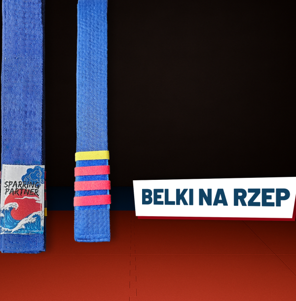 Niebieski pas z zestawem belek na rzep