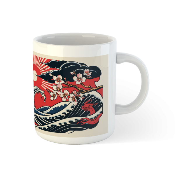 Kubek "Japanese Wave" – Japońska fala i kwiaty wiśni